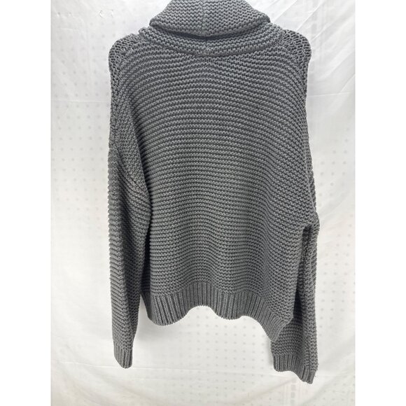Zara Women’s Gray Ribbed Knit Sweater M Slouchy Oversized Pullover - Picture 6 of 7